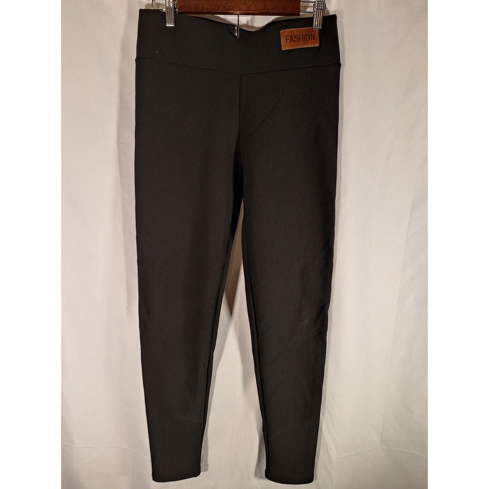 Womens Black Sherpa Lined Thermal Leggings High Waisted Winter Warm Pants XL